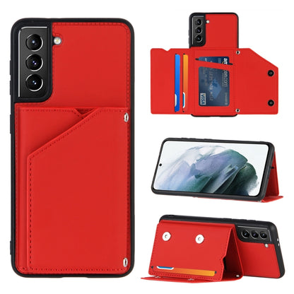 Skin Feel PU + TPU + PC Back Cover Shockproof Case with Card Slots & Holder & Photo Frame, For OPPO A7 / A5s / A12, For Samsung Galaxy A12, For Samsung Galaxy A52 5G / 4G, For Samsung Galaxy A72 5G / 4G, For Samsung Galaxy S21 5G                       ...