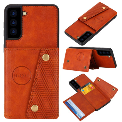 Double Buckle PU + TPU Shockproof Magnetic Protective Case with Card Slot & Holder, For Samsung Galaxy S21 5G, For Samsung Galaxy S21+ 5G, For Samsung Galaxy S21 Ultra 5G, For Huawei Y9a