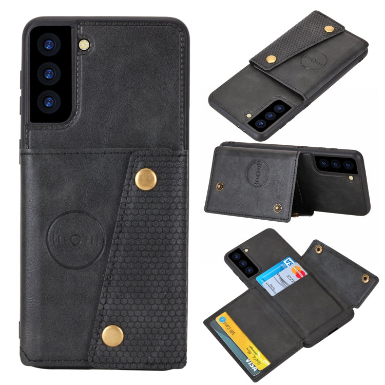 Double Buckle PU + TPU Shockproof Magnetic Protective Case with Card Slot & Holder, For Samsung Galaxy S21 5G, For Samsung Galaxy S21+ 5G, For Samsung Galaxy S21 Ultra 5G, For Huawei Y9a