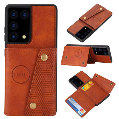 Double Buckle PU + TPU Shockproof Magnetic Protective Case with Card Slot & Holder, For Samsung Galaxy S21 5G, For Samsung Galaxy S21+ 5G, For Samsung Galaxy S21 Ultra 5G, For Huawei Y9a