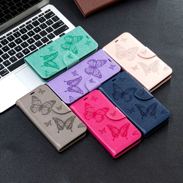 Embossing Two Butterflies Pattern Horizontal Flip PU Leather Case with Holder & Card Slot & Wallet & Lanyard, For Samsung Galaxy A02s (EU Version)
