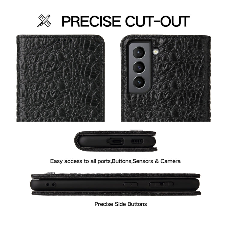 Fierre Shann Crocodile Texture Magnetic Horizontal Flip Genuine Leather Case with Holder & Card Slot, For Samsung Galaxy S21 5G, For Samsung Galaxy S21+ 5G, For Samsung Galaxy S21 Ultra 5G