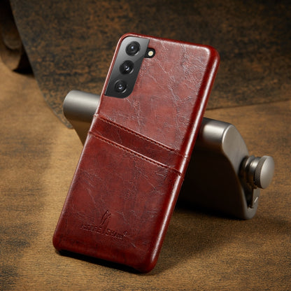 Fierre Shann Oil Wax Texture Leather Back Cover Case, For Samsung Galaxy S21 5G, For Samsung Galaxy S21+ 5G, For Samsung Galaxy S21 Ultra 5G