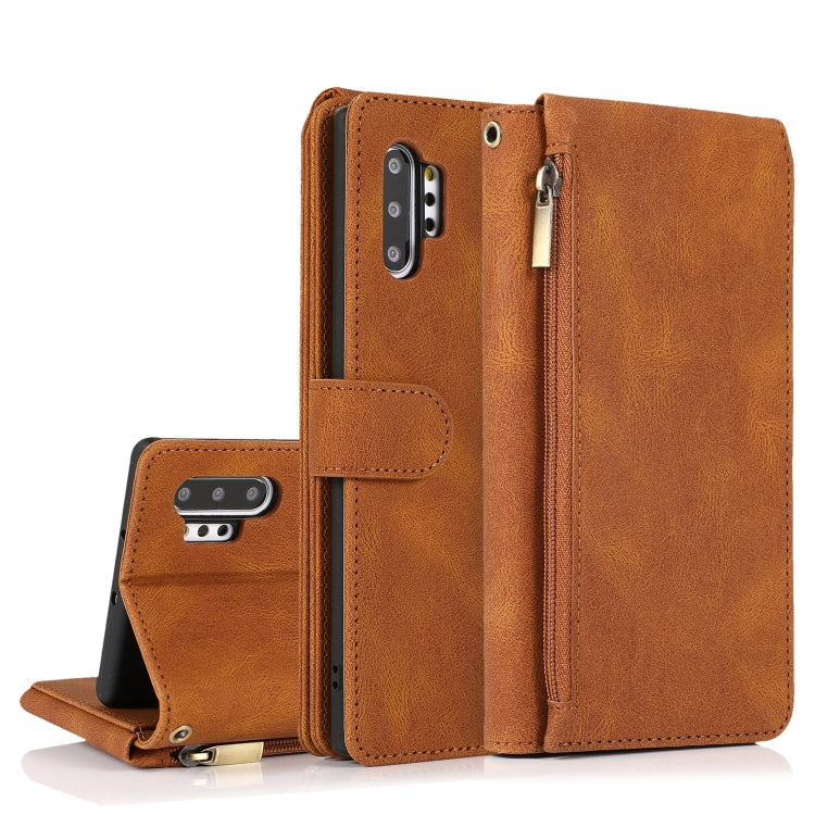 Skin-feel Crazy Horse Texture Zipper Wallet Bag Horizontal Flip Leather Case with Holder & Card Slots & Wallet & Lanyard, For Samsung Galaxy Note9, For Samsung Galaxy Note10, For Samsung Galaxy Note10+, For Samsung Galaxy Note20                        ...