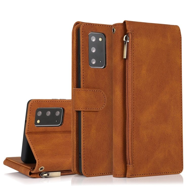 Skin-feel Crazy Horse Texture Zipper Wallet Bag Horizontal Flip Leather Case with Holder & Card Slots & Wallet & Lanyard, For Samsung Galaxy Note9, For Samsung Galaxy Note10, For Samsung Galaxy Note10+, For Samsung Galaxy Note20                        ...