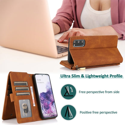 Skin-feel Crazy Horse Texture Zipper Wallet Bag Horizontal Flip Leather Case with Holder & Card Slots & Wallet & Lanyard, For Samsung Galaxy S20, For Samsung Galaxy S20+, For Samsung Galaxy S20 Ultra, For Samsung Galaxy S20 FE 5G                       ...