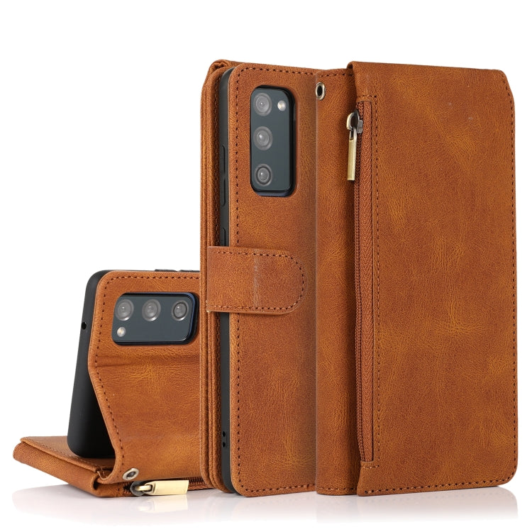 Skin-feel Crazy Horse Texture Zipper Wallet Bag Horizontal Flip Leather Case with Holder & Card Slots & Wallet & Lanyard, For Samsung Galaxy S20, For Samsung Galaxy S20+, For Samsung Galaxy S20 Ultra, For Samsung Galaxy S20 FE 5G                       ...