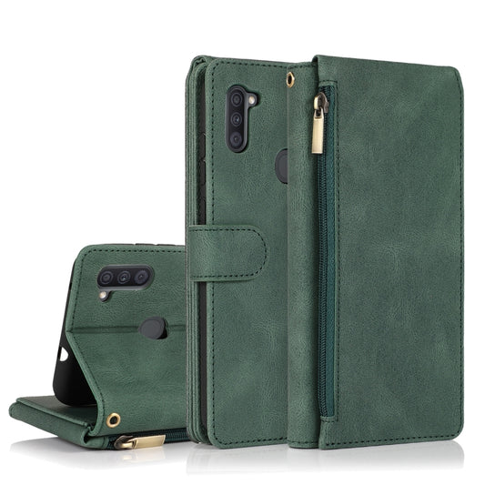 Skin-feel Crazy Horse Texture Zipper Wallet Bag Horizontal Flip Leather Case with Holder & Card Slots & Wallet & Lanyard, For Samsung Galaxy A11, For Samsung Galaxy A12, For Samsung Galaxy A20 / A30, For Samsung Galaxy A21, For Samsung Galaxy A21s