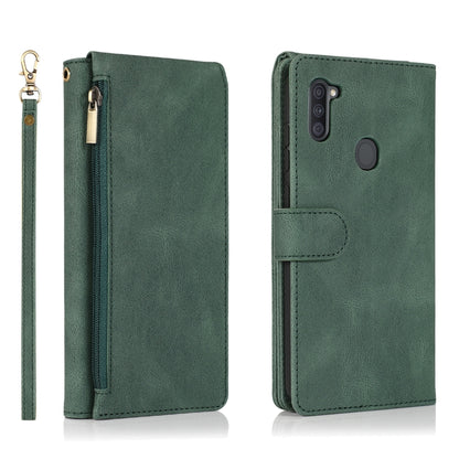 Skin-feel Crazy Horse Texture Zipper Wallet Bag Horizontal Flip Leather Case with Holder & Card Slots & Wallet & Lanyard, For Samsung Galaxy A11, For Samsung Galaxy A12, For Samsung Galaxy A20 / A30, For Samsung Galaxy A21, For Samsung Galaxy A21s     ...