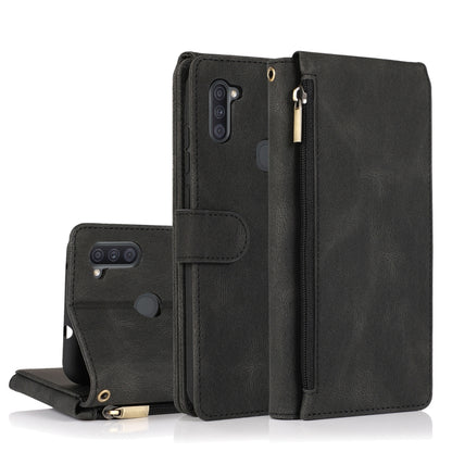 Skin-feel Crazy Horse Texture Zipper Wallet Bag Horizontal Flip Leather Case with Holder & Card Slots & Wallet & Lanyard, For Samsung Galaxy A11, For Samsung Galaxy A12, For Samsung Galaxy A20 / A30, For Samsung Galaxy A21, For Samsung Galaxy A21s     ...