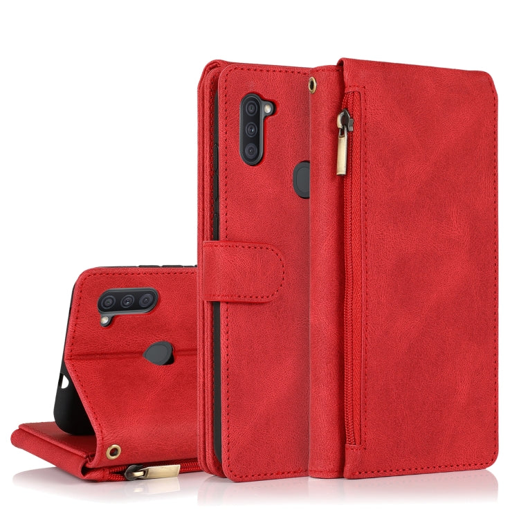 Skin-feel Crazy Horse Texture Zipper Wallet Bag Horizontal Flip Leather Case with Holder & Card Slots & Wallet & Lanyard, For Samsung Galaxy A11, For Samsung Galaxy A12, For Samsung Galaxy A20 / A30, For Samsung Galaxy A21, For Samsung Galaxy A21s     ...