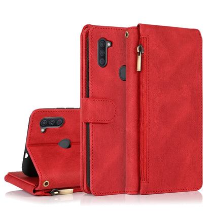 Skin-feel Crazy Horse Texture Zipper Wallet Bag Horizontal Flip Leather Case with Holder & Card Slots & Wallet & Lanyard, For Samsung Galaxy A11, For Samsung Galaxy A12, For Samsung Galaxy A20 / A30, For Samsung Galaxy A21, For Samsung Galaxy A21s     ...