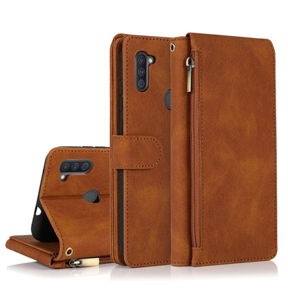 Skin-feel Crazy Horse Texture Zipper Wallet Bag Horizontal Flip Leather Case with Holder & Card Slots & Wallet & Lanyard, For Samsung Galaxy A11, For Samsung Galaxy A12, For Samsung Galaxy A20 / A30, For Samsung Galaxy A21, For Samsung Galaxy A21s     ...