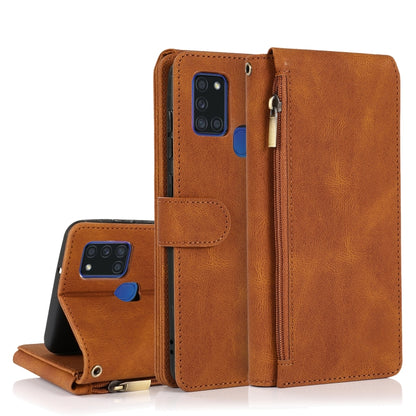 Skin-feel Crazy Horse Texture Zipper Wallet Bag Horizontal Flip Leather Case with Holder & Card Slots & Wallet & Lanyard, For Samsung Galaxy A11, For Samsung Galaxy A12, For Samsung Galaxy A20 / A30, For Samsung Galaxy A21, For Samsung Galaxy A21s     ...