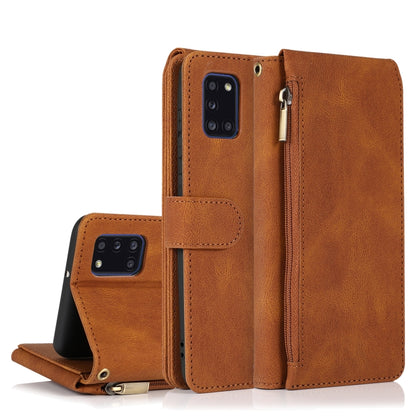 Skin-feel Crazy Horse Texture Zipper Wallet Bag Horizontal Flip Leather Case with Holder & Card Slots & Wallet & Lanyard, For Samsung Galaxy A11, For Samsung Galaxy A12, For Samsung Galaxy A20 / A30, For Samsung Galaxy A21, For Samsung Galaxy A21s     ...