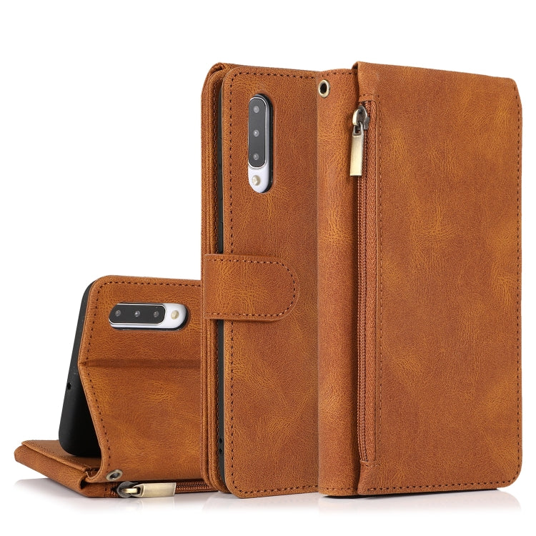 Skin-feel Crazy Horse Texture Zipper Wallet Bag Horizontal Flip Leather Case with Holder & Card Slots & Wallet & Lanyard, For Samsung Galaxy A11, For Samsung Galaxy A12, For Samsung Galaxy A20 / A30, For Samsung Galaxy A21, For Samsung Galaxy A21s     ...
