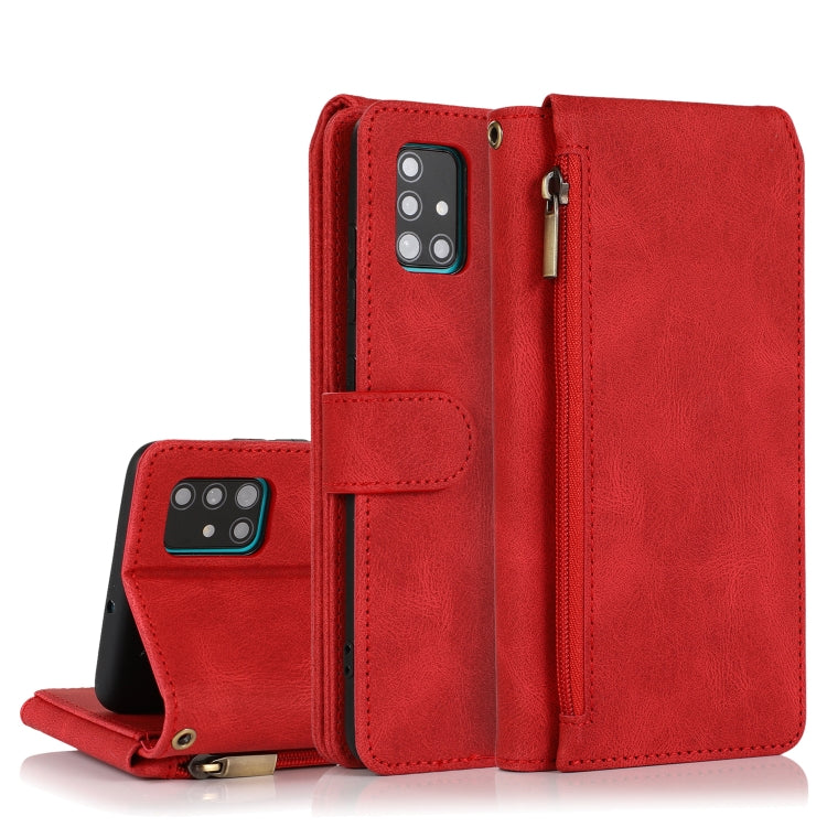 Skin-feel Crazy Horse Texture Zipper Wallet Bag Horizontal Flip Leather Case with Holder & Card Slots & Wallet & Lanyard, For Samsung Galaxy A51, For Samsung Galaxy A51 5G, For Samsung Galaxy A52 5G, For Samsung Galaxy A70, For Samsung Galaxy A71      ...