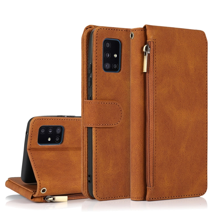 Skin-feel Crazy Horse Texture Zipper Wallet Bag Horizontal Flip Leather Case with Holder & Card Slots & Wallet & Lanyard, For Samsung Galaxy A51, For Samsung Galaxy A51 5G, For Samsung Galaxy A52 5G, For Samsung Galaxy A70, For Samsung Galaxy A71      ...
