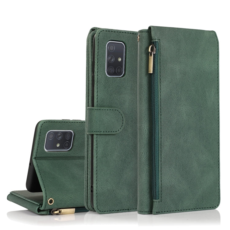 Skin-feel Crazy Horse Texture Zipper Wallet Bag Horizontal Flip Leather Case with Holder & Card Slots & Wallet & Lanyard, For Samsung Galaxy A51, For Samsung Galaxy A51 5G, For Samsung Galaxy A52 5G, For Samsung Galaxy A70, For Samsung Galaxy A71      ...