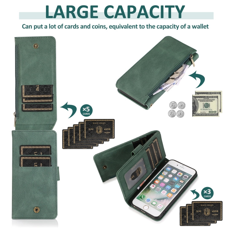 Skin-feel Crazy Horse Texture Zipper Wallet Bag Horizontal Flip Leather Case with Holder & Card Slots & Wallet & Lanyard, For iPhone 6, For iPhone 6 Plus, For iPhone SE 2022 / SE 2020 / 8 / 7, For iPhone 8 Plus / 7 Plus, For iPhone XS / X, For iPhone X...