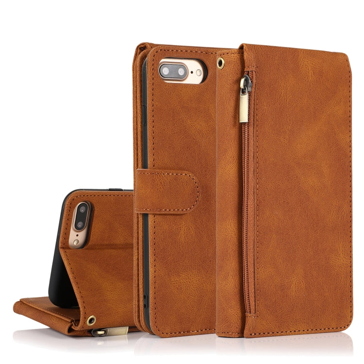 Skin-feel Crazy Horse Texture Zipper Wallet Bag Horizontal Flip Leather Case with Holder & Card Slots & Wallet & Lanyard, For iPhone 6, For iPhone 6 Plus, For iPhone SE 2022 / SE 2020 / 8 / 7, For iPhone 8 Plus / 7 Plus, For iPhone XS / X, For iPhone X...
