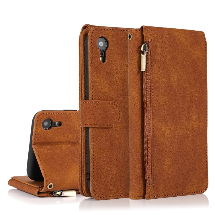 Skin-feel Crazy Horse Texture Zipper Wallet Bag Horizontal Flip Leather Case with Holder & Card Slots & Wallet & Lanyard, For iPhone 6, For iPhone 6 Plus, For iPhone SE 2022 / SE 2020 / 8 / 7, For iPhone 8 Plus / 7 Plus, For iPhone XS / X, For iPhone X...