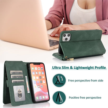 Skin-feel Crazy Horse Texture Zipper Wallet Bag Horizontal Flip Leather Case with Holder & Card Slots & Wallet & Lanyard, For iPhone 11 Pro Max, For iPhone 12 mini, For iPhone 12 / 12 Pro, For iPhone 12 Pro Max