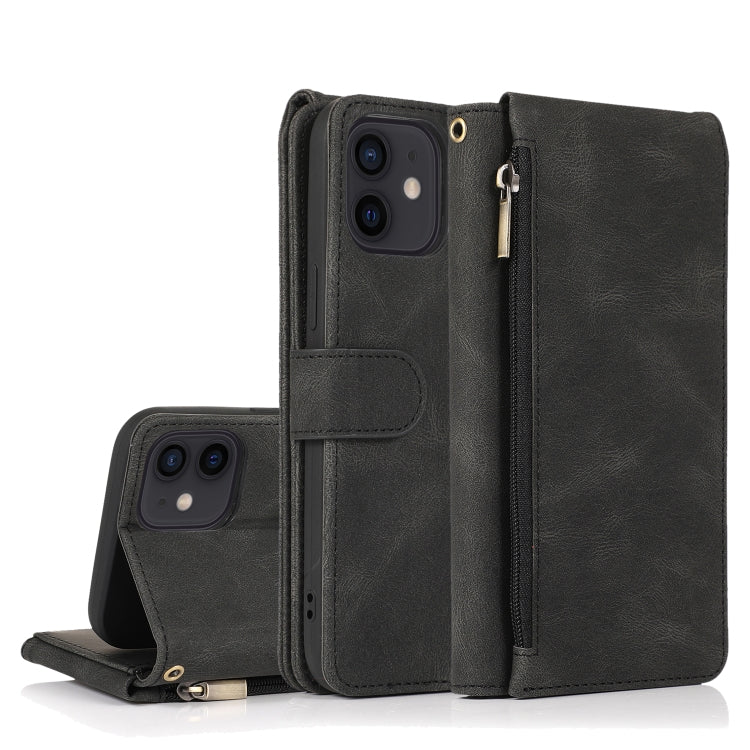 Skin-feel Crazy Horse Texture Zipper Wallet Bag Horizontal Flip Leather Case with Holder & Card Slots & Wallet & Lanyard, For iPhone 11 Pro Max, For iPhone 12 mini, For iPhone 12 / 12 Pro, For iPhone 12 Pro Max