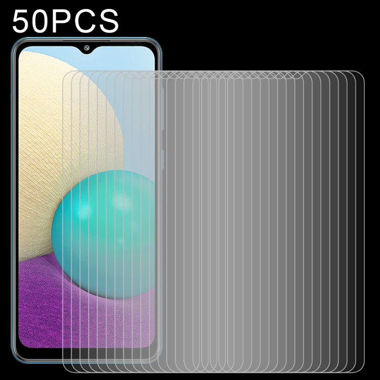 50 PCS 0.26mm 9H Surface Hardness 2.5D Explosion-proof Tempered Glass Non-full Screen Film, For Samsung Galaxy A02 (50 PCS), For Xiaomi Redmi K40 Pro (50 PCS), For OPPO A55 5G (50 PCS)