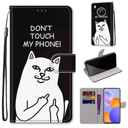 Coloured Drawing Cross Texture Horizontal Flip PU Leather Case with Holder & Card Slots & Wallet & Lanyard, For LG Stylo 7 5G, For Huawei Y9a, For Honor 10X Lite