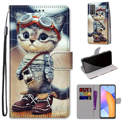 Coloured Drawing Cross Texture Horizontal Flip PU Leather Case with Holder & Card Slots & Wallet & Lanyard, For LG Stylo 7 5G, For Huawei Y9a, For Honor 10X Lite