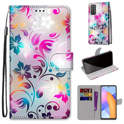 Coloured Drawing Cross Texture Horizontal Flip PU Leather Case with Holder & Card Slots & Wallet & Lanyard, For LG Stylo 7 5G, For Huawei Y9a, For Honor 10X Lite