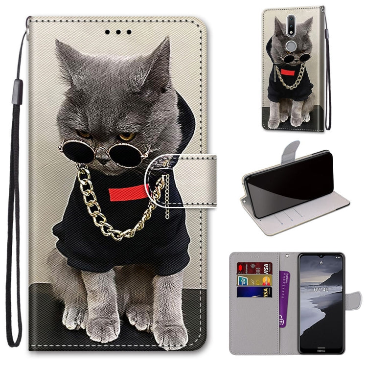 Coloured Drawing Cross Texture Horizontal Flip PU Leather Case with Holder & Card Slots & Wallet & Lanyard, For Nokia 2.4, For Nokia 3.4