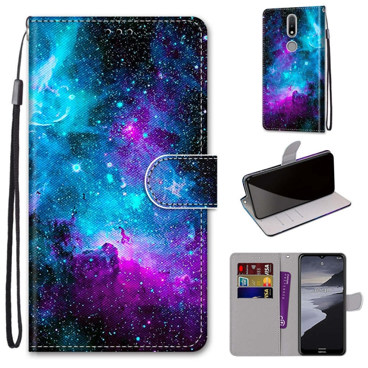 Coloured Drawing Cross Texture Horizontal Flip PU Leather Case with Holder & Card Slots & Wallet & Lanyard, For Nokia 2.4, For Nokia 3.4
