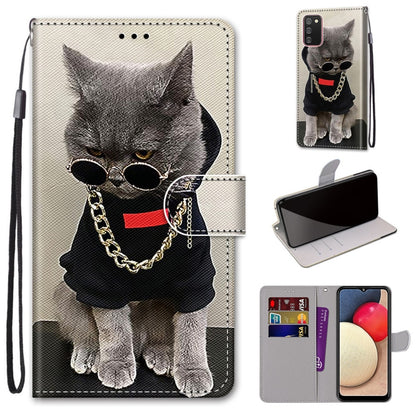 Coloured Drawing Cross Texture Horizontal Flip PU Leather Case with Holder & Card Slots & Wallet & Lanyard, For Samsung Galaxy A02 / M02, For Samsung Galaxy A02s / M02s