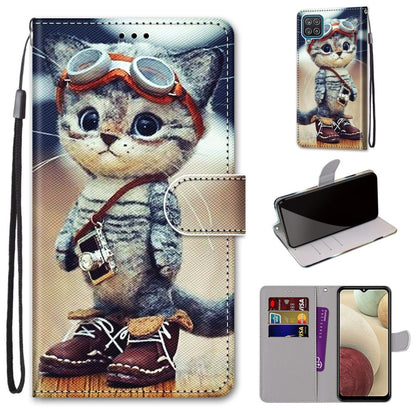 Coloured Drawing Cross Texture Horizontal Flip PU Leather Case with Holder & Card Slots & Wallet & Lanyard, For Samsung Galaxy A12 / M12, For Samsung Galaxy A32 5G