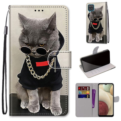 Coloured Drawing Cross Texture Horizontal Flip PU Leather Case with Holder & Card Slots & Wallet & Lanyard, For Samsung Galaxy A12 / M12, For Samsung Galaxy A32 5G