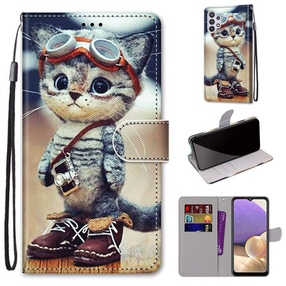 Coloured Drawing Cross Texture Horizontal Flip PU Leather Case with Holder & Card Slots & Wallet & Lanyard, For Samsung Galaxy A12 / M12, For Samsung Galaxy A32 5G