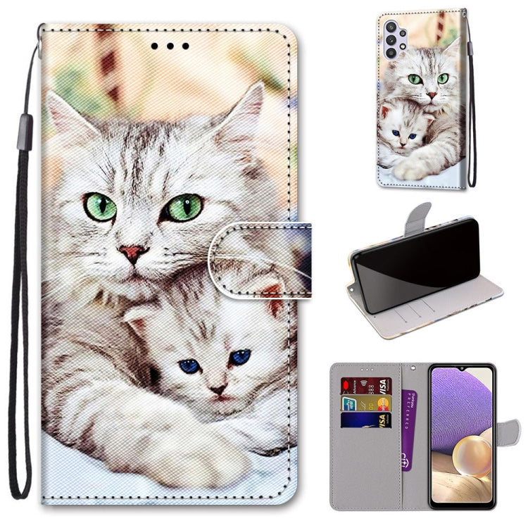 Coloured Drawing Cross Texture Horizontal Flip PU Leather Case with Holder & Card Slots & Wallet & Lanyard, For Samsung Galaxy A12 / M12, For Samsung Galaxy A32 5G