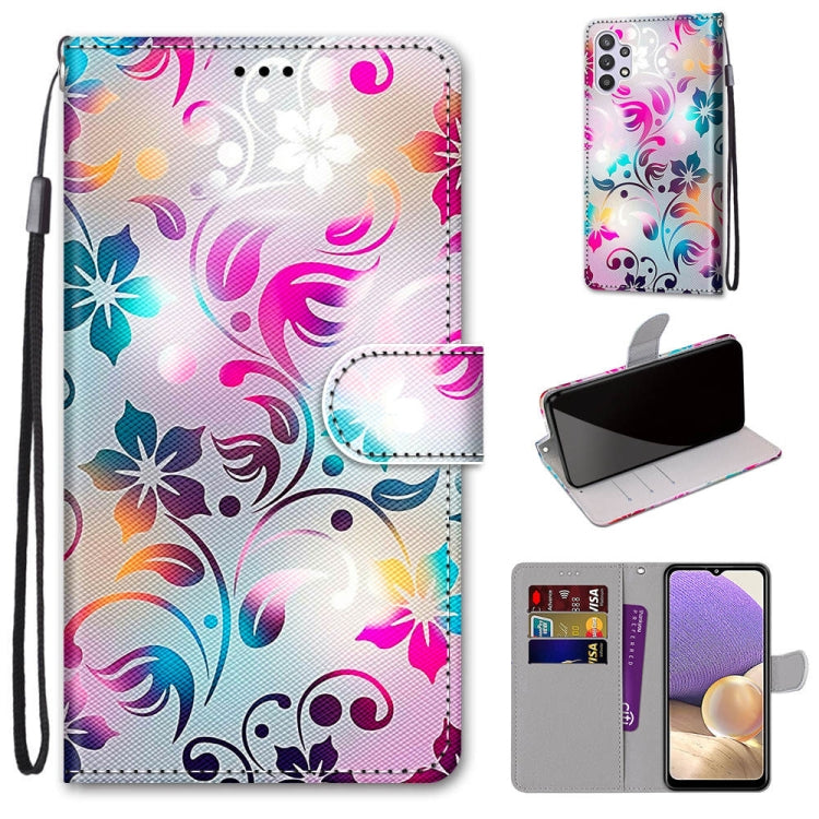Coloured Drawing Cross Texture Horizontal Flip PU Leather Case with Holder & Card Slots & Wallet & Lanyard, For Samsung Galaxy A12 / M12, For Samsung Galaxy A32 5G