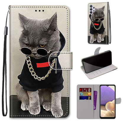 Coloured Drawing Cross Texture Horizontal Flip PU Leather Case with Holder & Card Slots & Wallet & Lanyard, For Samsung Galaxy A12 / M12, For Samsung Galaxy A32 5G