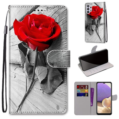 Coloured Drawing Cross Texture Horizontal Flip PU Leather Case with Holder & Card Slots & Wallet & Lanyard, For Samsung Galaxy A12 / M12, For Samsung Galaxy A32 5G