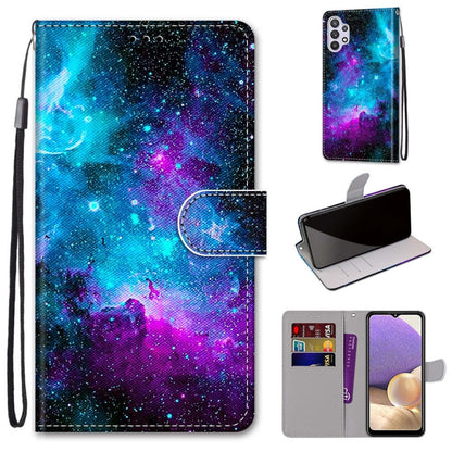 Coloured Drawing Cross Texture Horizontal Flip PU Leather Case with Holder & Card Slots & Wallet & Lanyard, For Samsung Galaxy A12 / M12, For Samsung Galaxy A32 5G