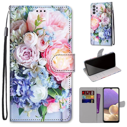 Coloured Drawing Cross Texture Horizontal Flip PU Leather Case with Holder & Card Slots & Wallet & Lanyard, For Samsung Galaxy A12 / M12, For Samsung Galaxy A32 5G