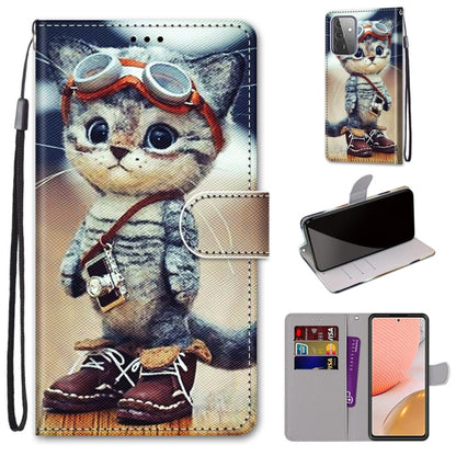 Coloured Drawing Cross Texture Horizontal Flip PU Leather Case with Holder & Card Slots & Wallet & Lanyard, For Samsung Galaxy A52 5G, For Samsung Galaxy A72 5G / 4G
