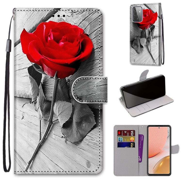 Coloured Drawing Cross Texture Horizontal Flip PU Leather Case with Holder & Card Slots & Wallet & Lanyard, For Samsung Galaxy A52 5G, For Samsung Galaxy A72 5G / 4G