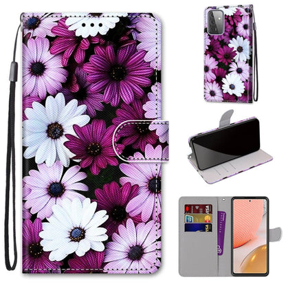 Coloured Drawing Cross Texture Horizontal Flip PU Leather Case with Holder & Card Slots & Wallet & Lanyard, For Samsung Galaxy A52 5G, For Samsung Galaxy A72 5G / 4G