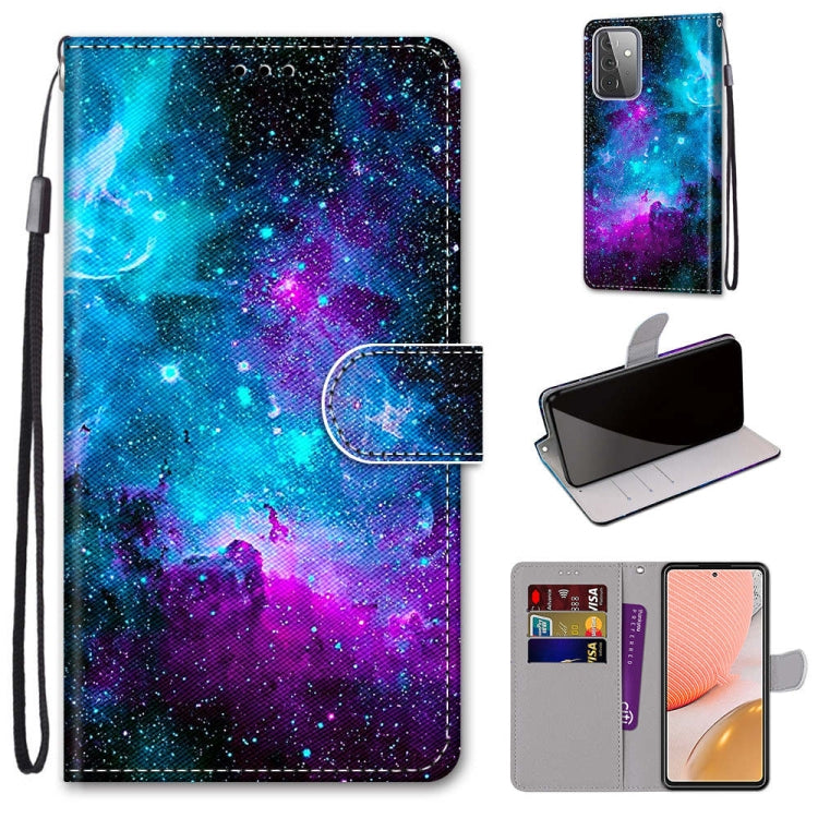 Coloured Drawing Cross Texture Horizontal Flip PU Leather Case with Holder & Card Slots & Wallet & Lanyard, For Samsung Galaxy A52 5G, For Samsung Galaxy A72 5G / 4G