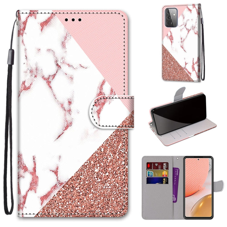 Coloured Drawing Cross Texture Horizontal Flip PU Leather Case with Holder & Card Slots & Wallet & Lanyard, For Samsung Galaxy A52 5G, For Samsung Galaxy A72 5G / 4G