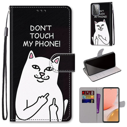 Coloured Drawing Cross Texture Horizontal Flip PU Leather Case with Holder & Card Slots & Wallet & Lanyard, For Samsung Galaxy A52 5G, For Samsung Galaxy A72 5G / 4G